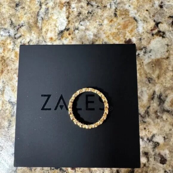 Zales 1/2 CT. T.W. Natural Diamond Bezel-Set Eternity Band in 14K Gold Size 4.5 - Picture 6 of 17